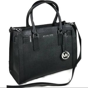 Michael Kors Large Leather Dillon Satchel Black